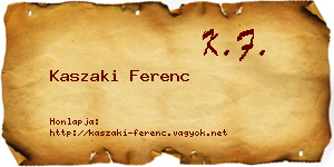 Kaszaki Ferenc névjegykártya